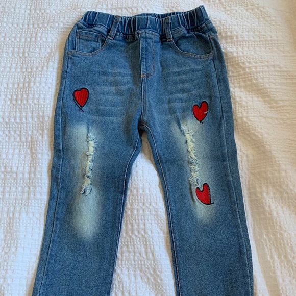 doe a dear Other - Girls distressed heart jeans